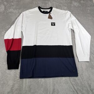 Vans Chima Ferguson Shirt Mens Large White Black Red Blue Long Sleeve Skate Crew